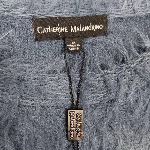 NWT Catherine Maladrino Blue Long Sleeve Crew Neck Sweater Size Medium - Picture 4 of 8